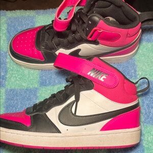 Nike Black and Pink High-Top Sneakers
